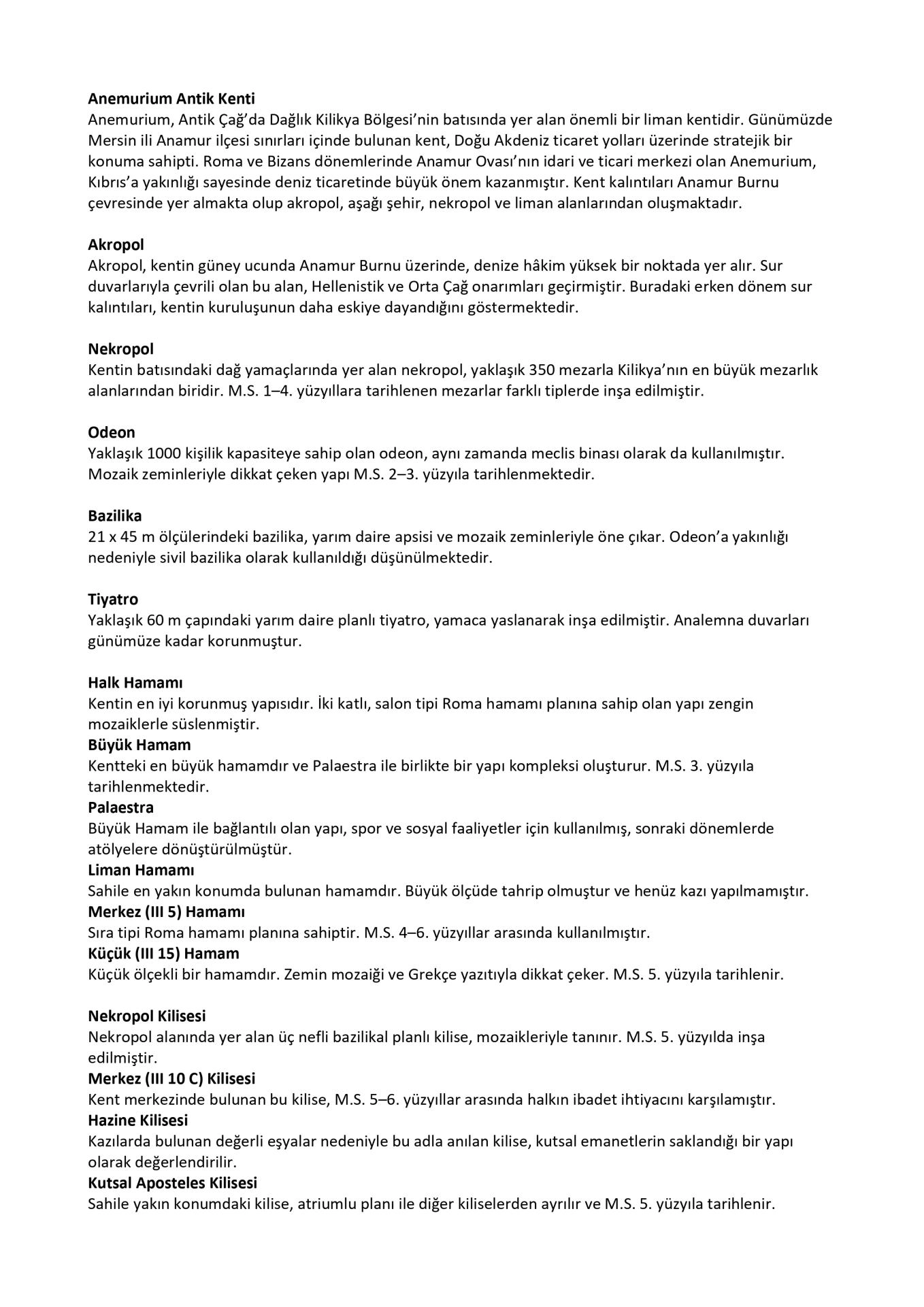 Anamur Ören Antik Kent